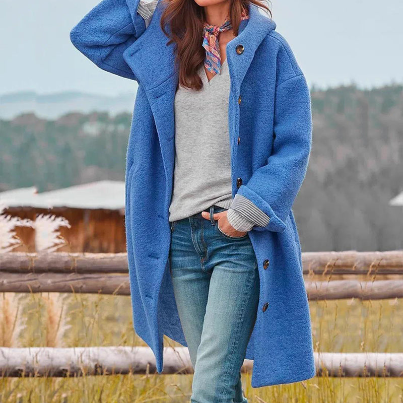 Damen Winterjacke Mit Knöpfen | Lang Geschnittener Gefütterter Wintermantel