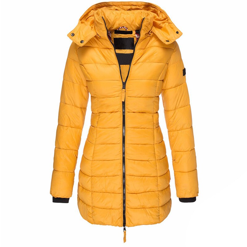 Damen Winterjacke Lang Gefüttert Mit Kapuze | Reißverschluss Jacke Mit Taschen