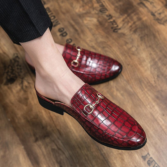 Leder-Loafer-Sandalen mit Goldkettendetail für Herren