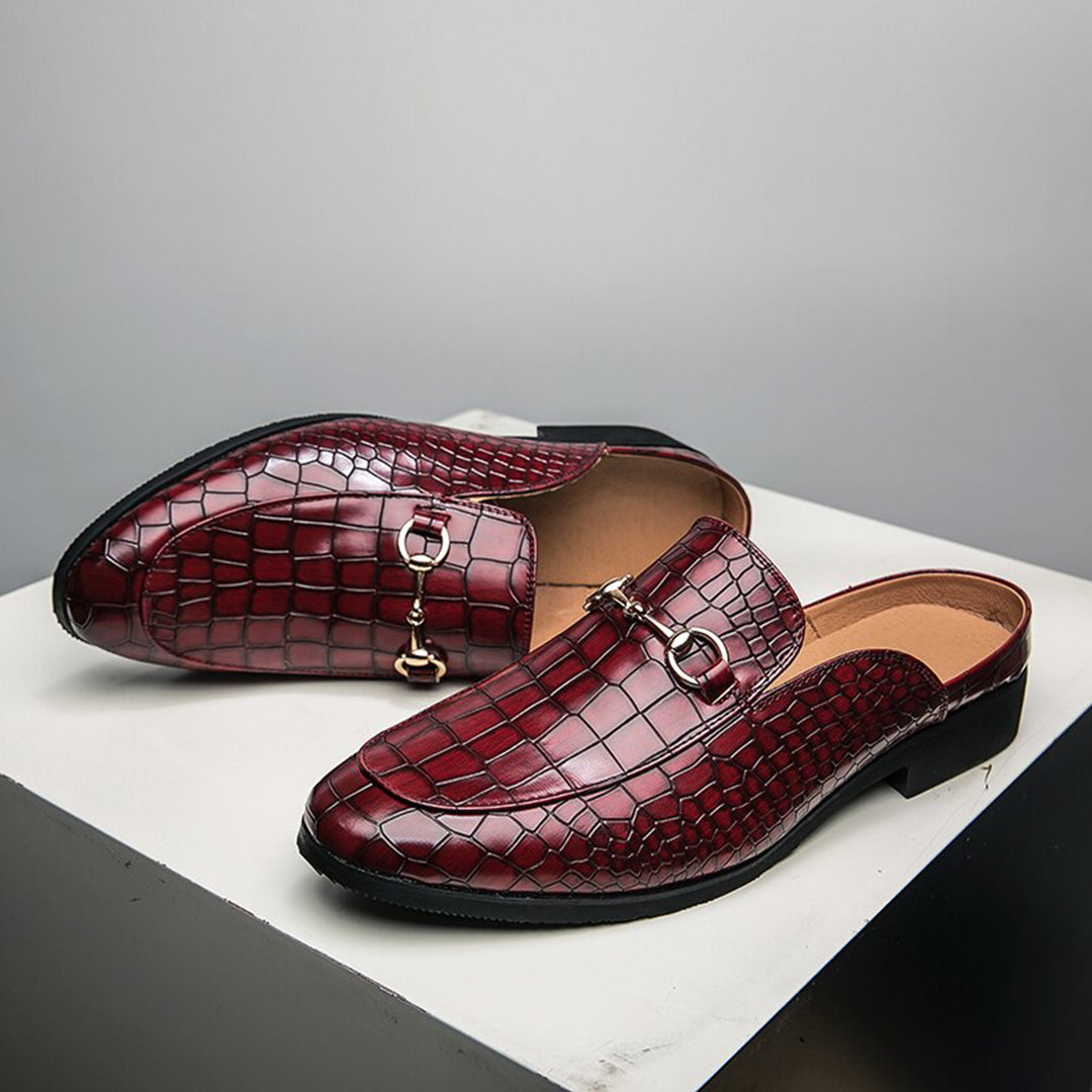 Leder-Loafer-Sandalen mit Goldkettendetail für Herren