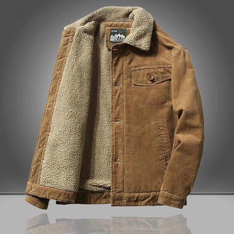 Herren Jacke mit Kragen | Gefüttert Knopfleiste Winter