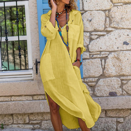 Oversized-Leinen-Hemdkleid für Damen