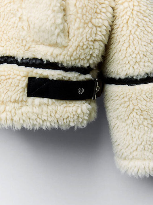Gefütterte Teddy Damen Winterjacke | Jacke Mit Reißverschluss Und Kragen