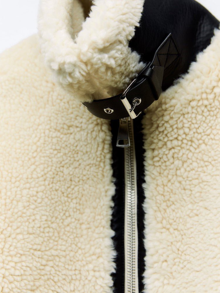 Gefütterte Teddy Damen Winterjacke | Jacke Mit Reißverschluss Und Kragen