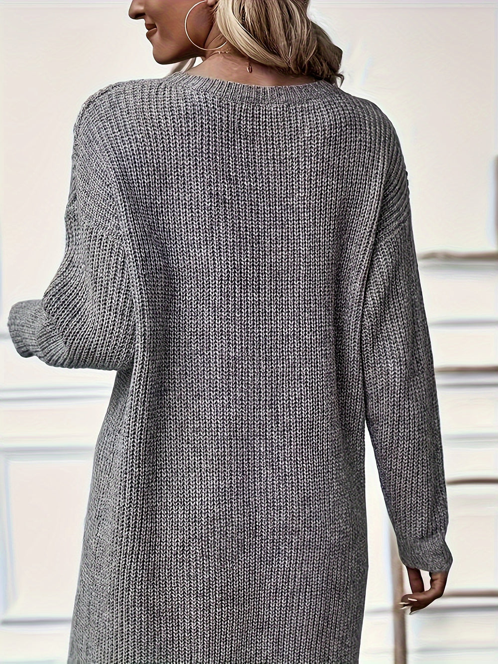 Strickkleid für Damen | Lange Ärmel mit asymmetrischem Schnitt