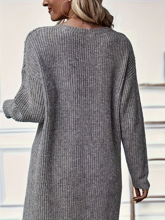 Strickkleid für Damen | Lange Ärmel mit asymmetrischem Schnitt