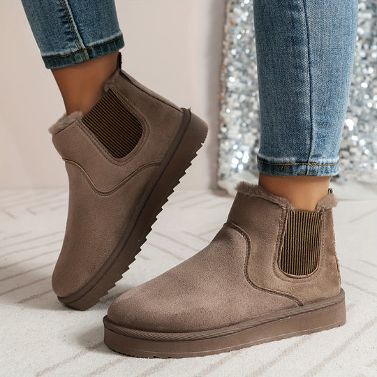 Winterschuhe Damen | Knöchelhoch Slip-On Stiefel Mit Rundkappe