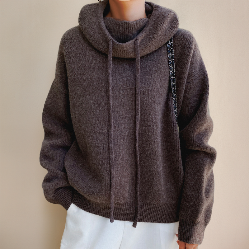 Rollkragen Pullover Mit Kordel Damen | Lässig & Gemütlich