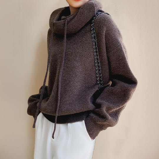Rollkragen Pullover Mit Kordel Damen | Lässig & Gemütlich