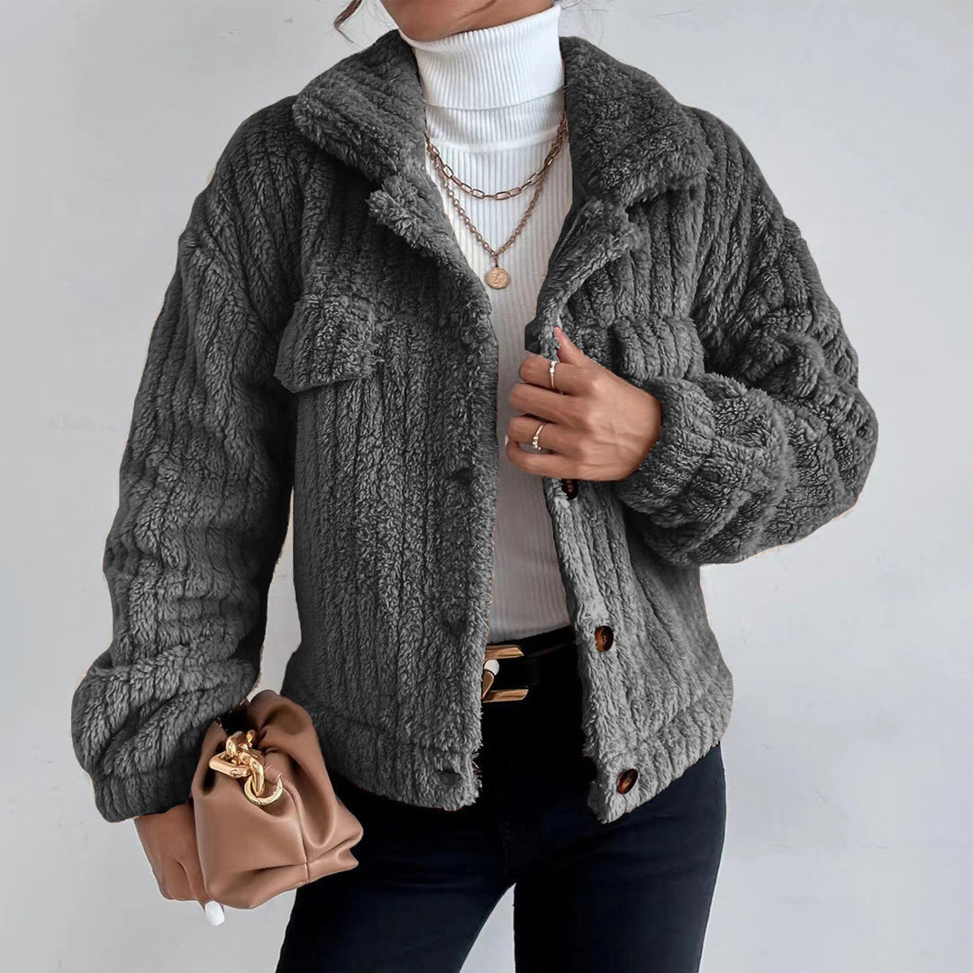 Damen Teddy Damen Mantel Kurz | Stylisch Komfortabel
