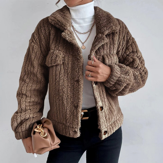 Damen Teddy Damen Mantel Kurz | Stylisch Komfortabel