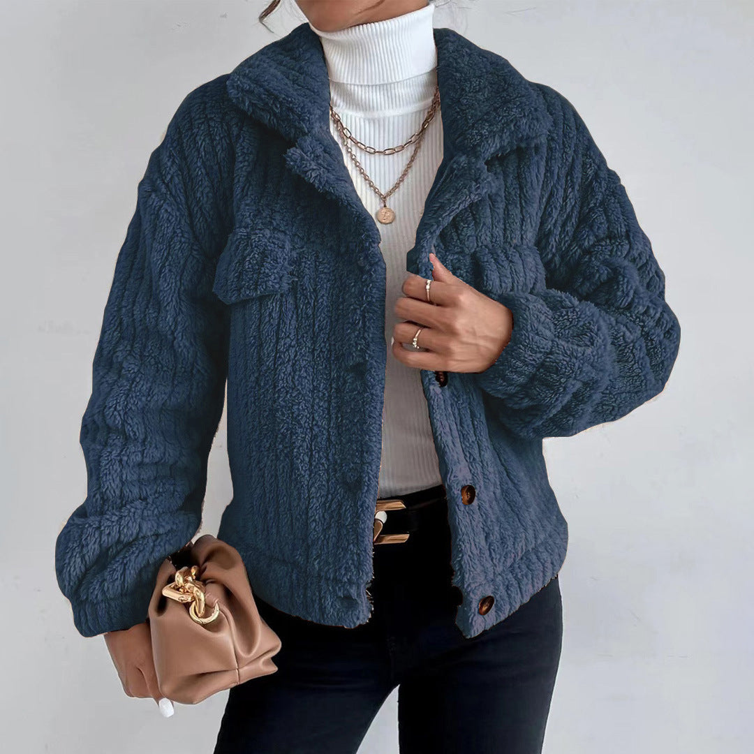Damen Teddy Damen Mantel Kurz | Stylisch Komfortabel