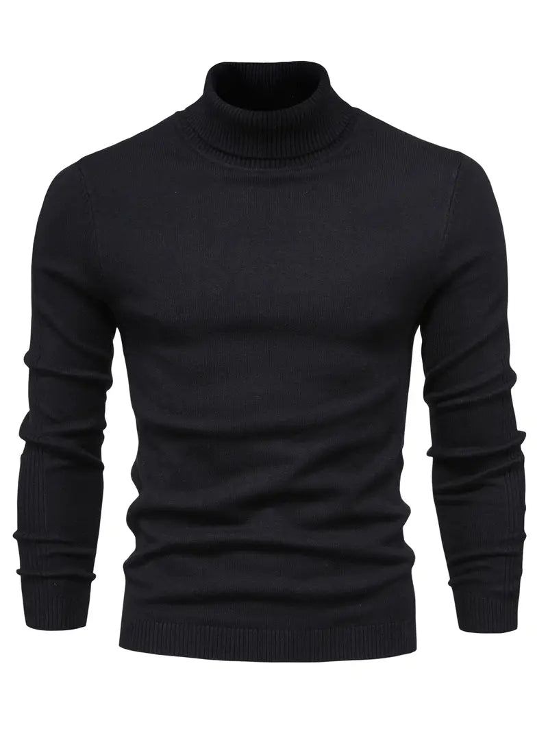 Herren Pullover Turtleneck Slim Fit | Weich Strick Langarm