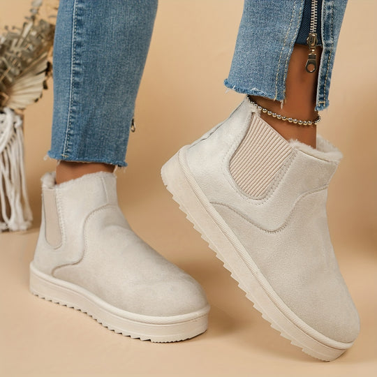 Winterschuhe Damen | Knöchelhoch Slip-On Stiefel Mit Rundkappe
