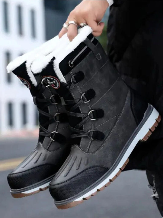 Winterschuhe Herren | Knöchelhohe Schnürstiefel mit Profilsohle