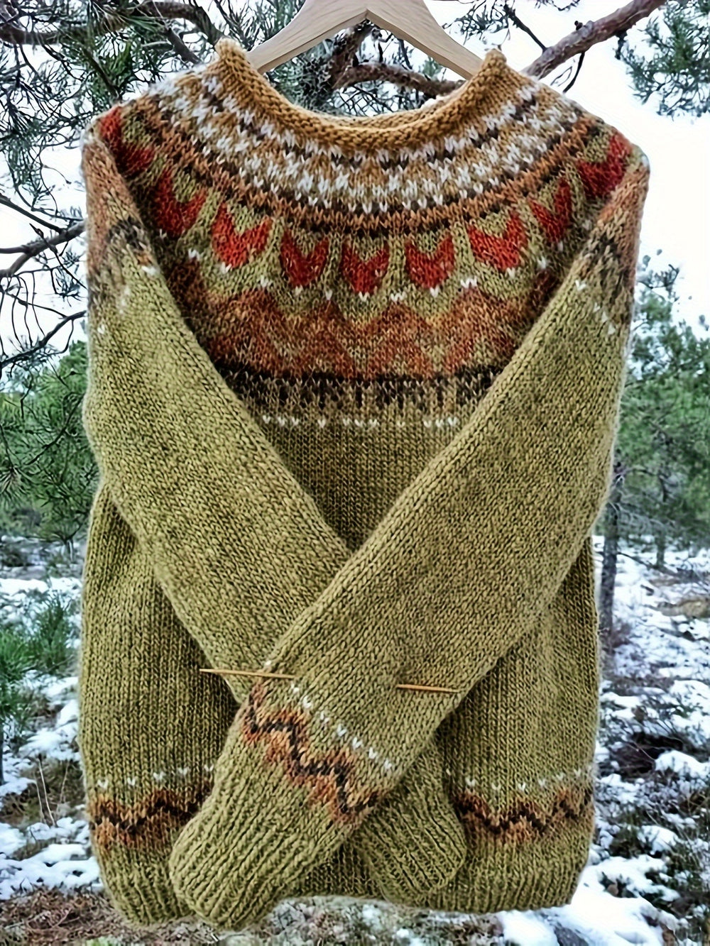 Norweger Grobstrickpullover Damen | Mit Hohem Kragen