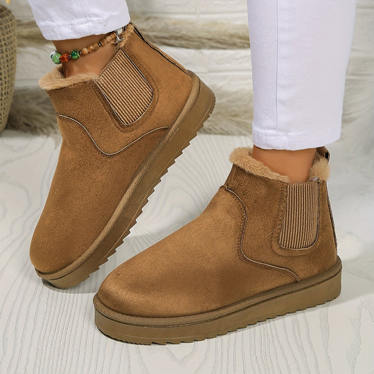 Winterschuhe Damen | Knöchelhoch Slip-On Stiefel Mit Rundkappe