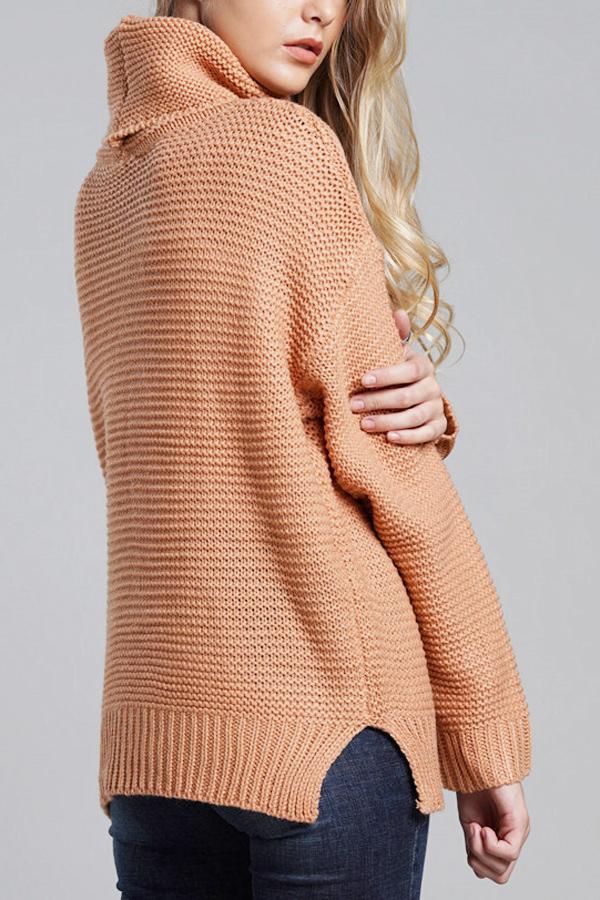 Grobstrickpullover Damen | mit Hohem Kragen und Langem Ärmel