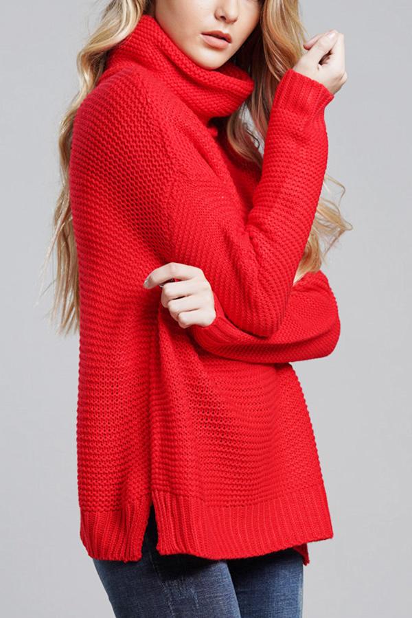 Grobstrickpullover Damen | mit Hohem Kragen und Langem Ärmel