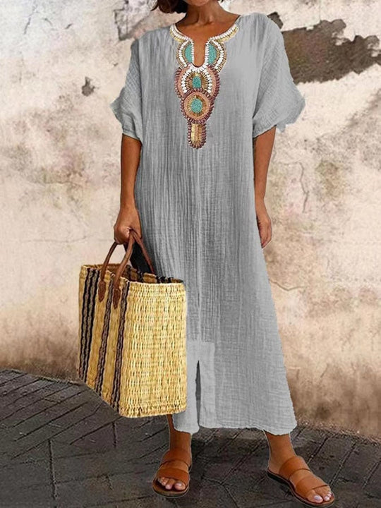 Oversized-Boho-Leinen-Sommerkleid für Damen