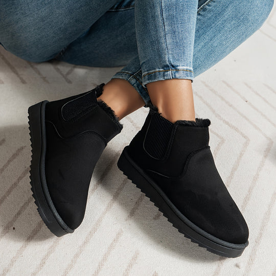 Winterschuhe Damen | Knöchelhoch Slip-On Stiefel Mit Rundkappe