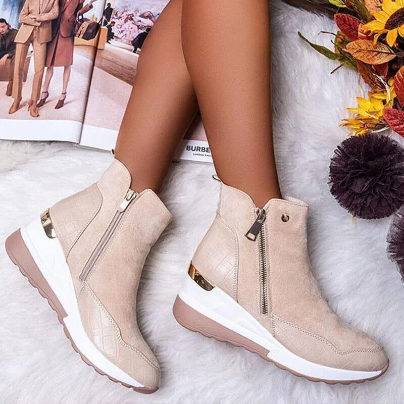Damen Stiefelette Komfort Keilabsatz | Warm Rutschfest Alltag