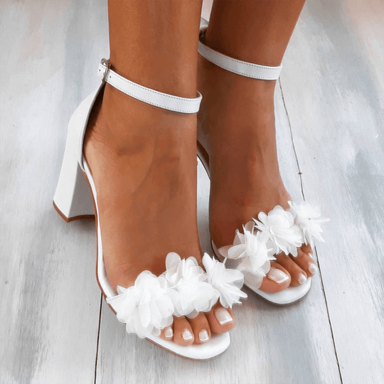 Damen Hochhackige Formelle Sandalen mit Blumendekor für Sommer