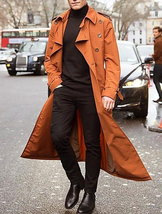 Langer Trenchcoat mit Knöpfen für Männer