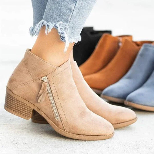 Wildleder-Stiefeletten mit Reißverschluss für Damen