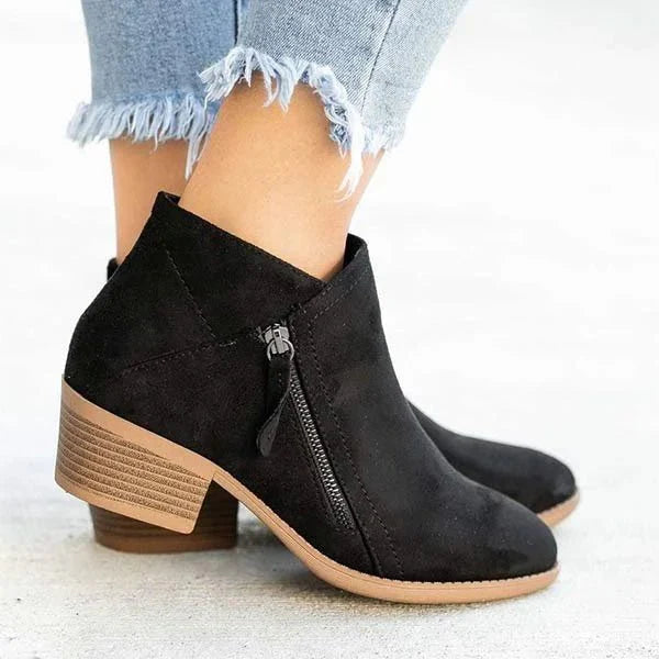 Wildleder-Stiefeletten mit Reißverschluss für Damen