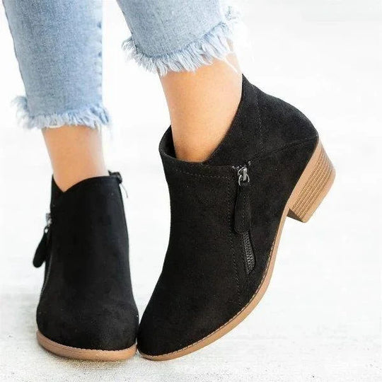Wildleder-Stiefeletten mit Reißverschluss für Damen