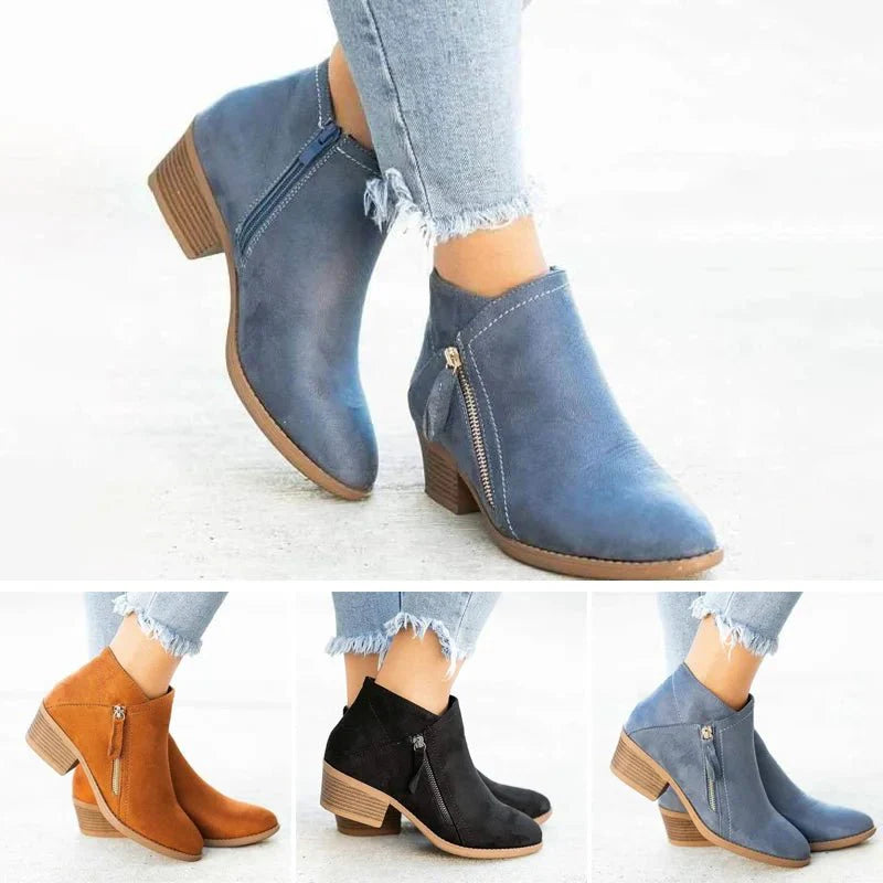 Wildleder-Stiefeletten mit Reißverschluss für Damen