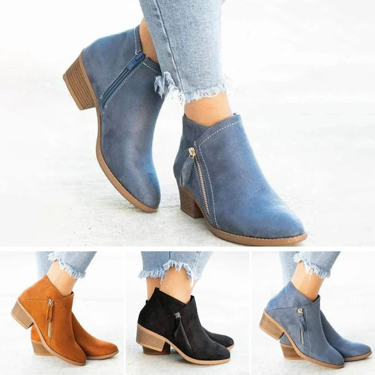 Wildleder-Stiefeletten mit Reißverschluss für Damen