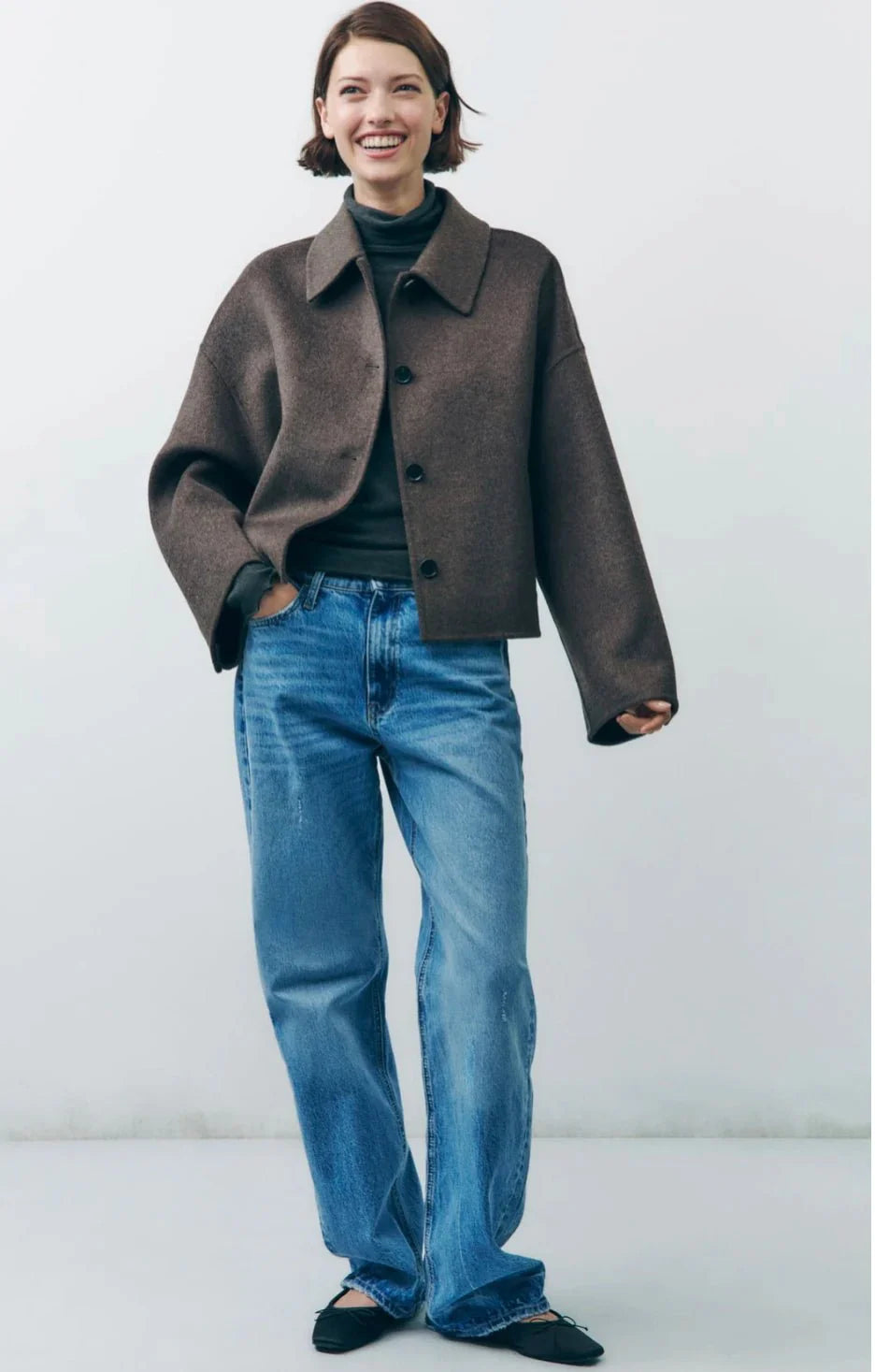 Damen Elegante Übergangsjacke Jacke | Lockerer Oversized Schnitt