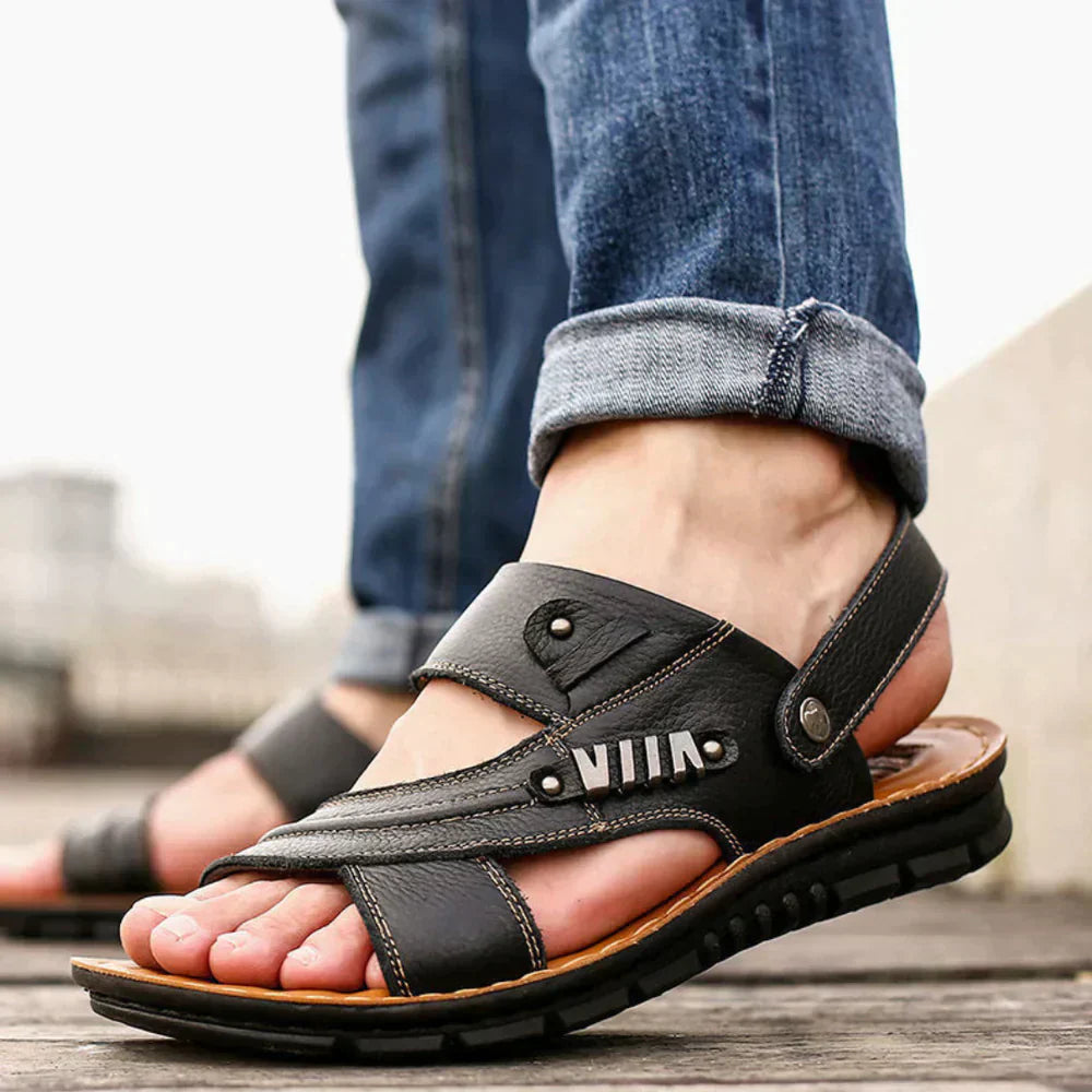 Lederne Offene Zehen Sandalen für Herren