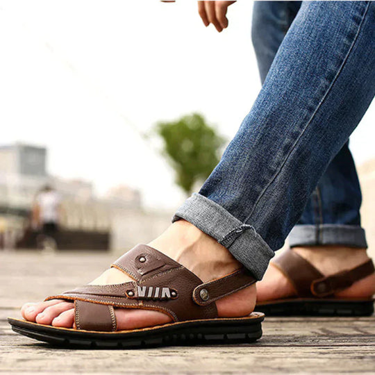 Lederne Offene Zehen Sandalen für Herren