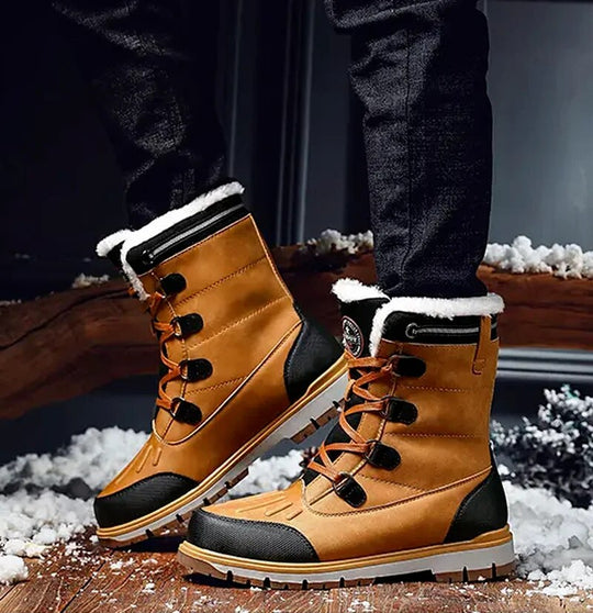 Winterschuhe Herren | Knöchelhohe Schnürstiefel mit Profilsohle