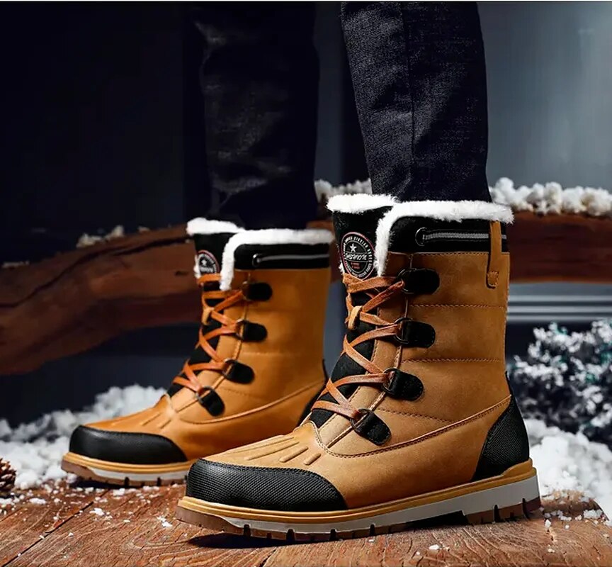 Winterschuhe Herren | Knöchelhohe Schnürstiefel mit Profilsohle