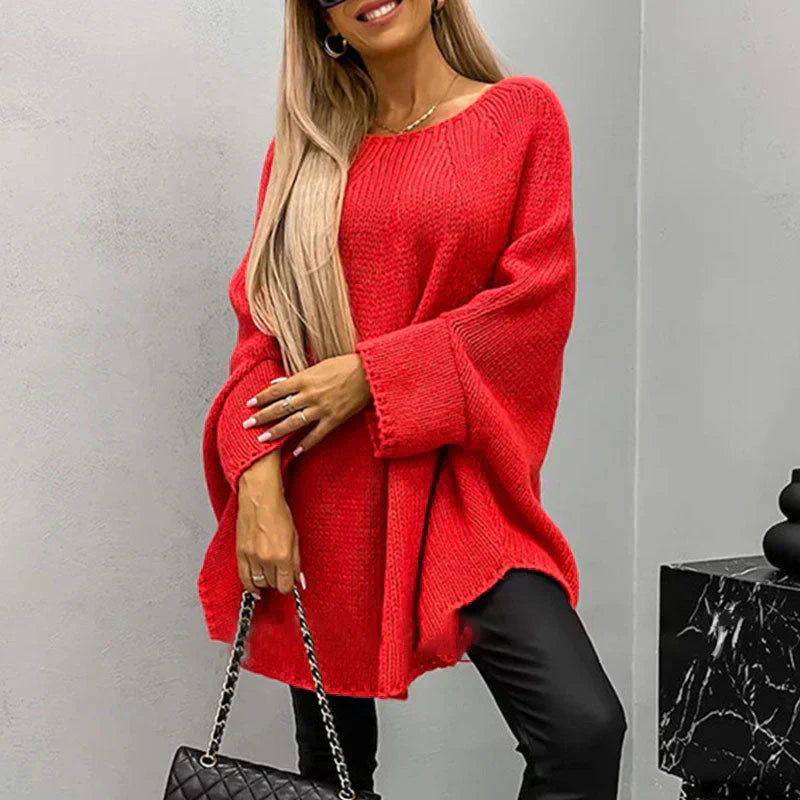 Grobstrickpullover Damen | Weiter Schnitt Mit Bootsausschnitt