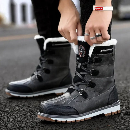 Winterschuhe Herren | Knöchelhohe Schnürstiefel mit Profilsohle