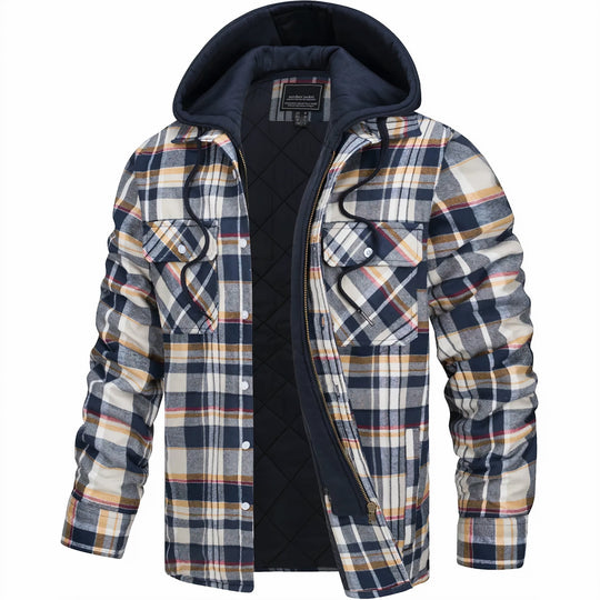Übergangsjacke Herren Mit Kapuze | Warm Kariert Gefüttert