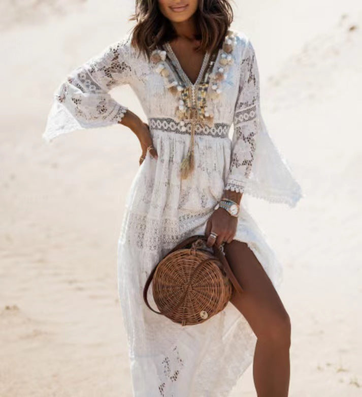 Boho V-Ausschnitt Maxikleid für Damen